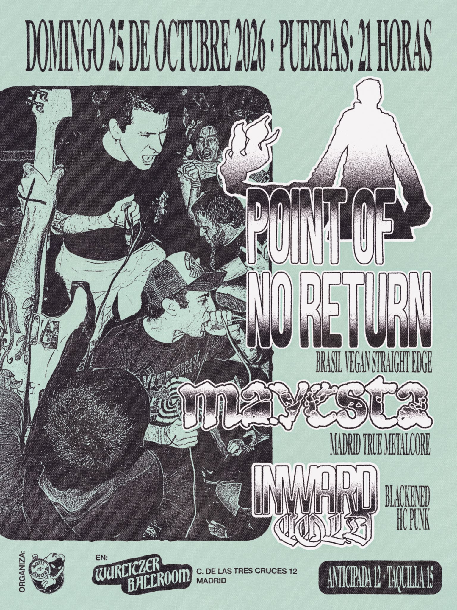 Cartel del concierto de Point of no return en el Wurlitzer Ballroom