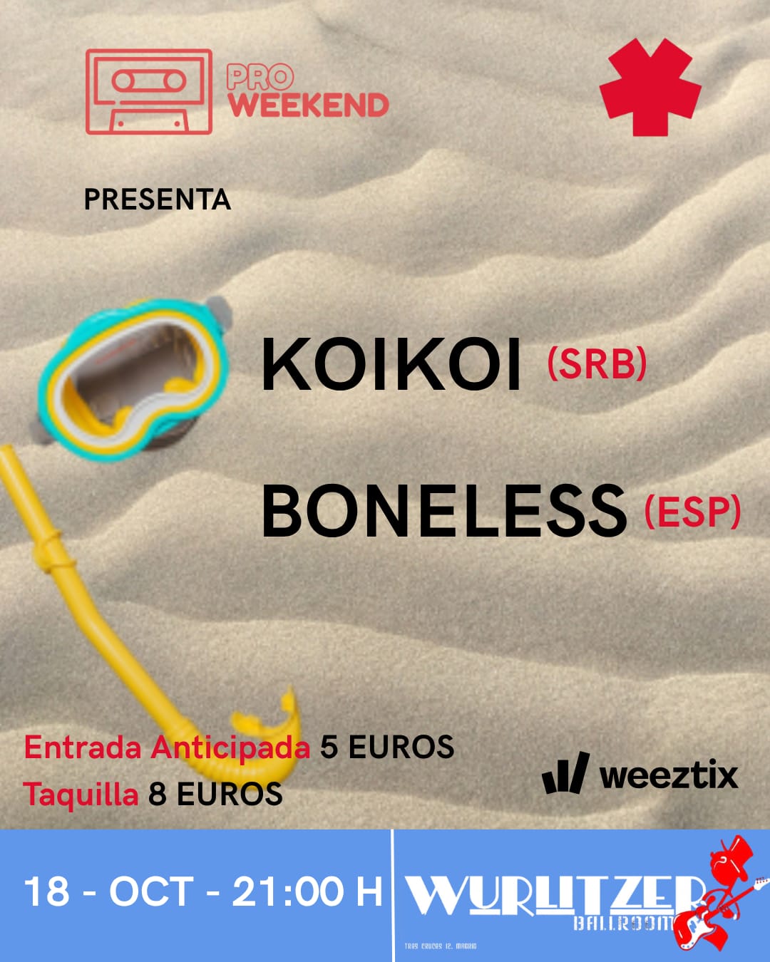 Cartel del concierto de KOIKOI en el Wurlitzer Ballroom