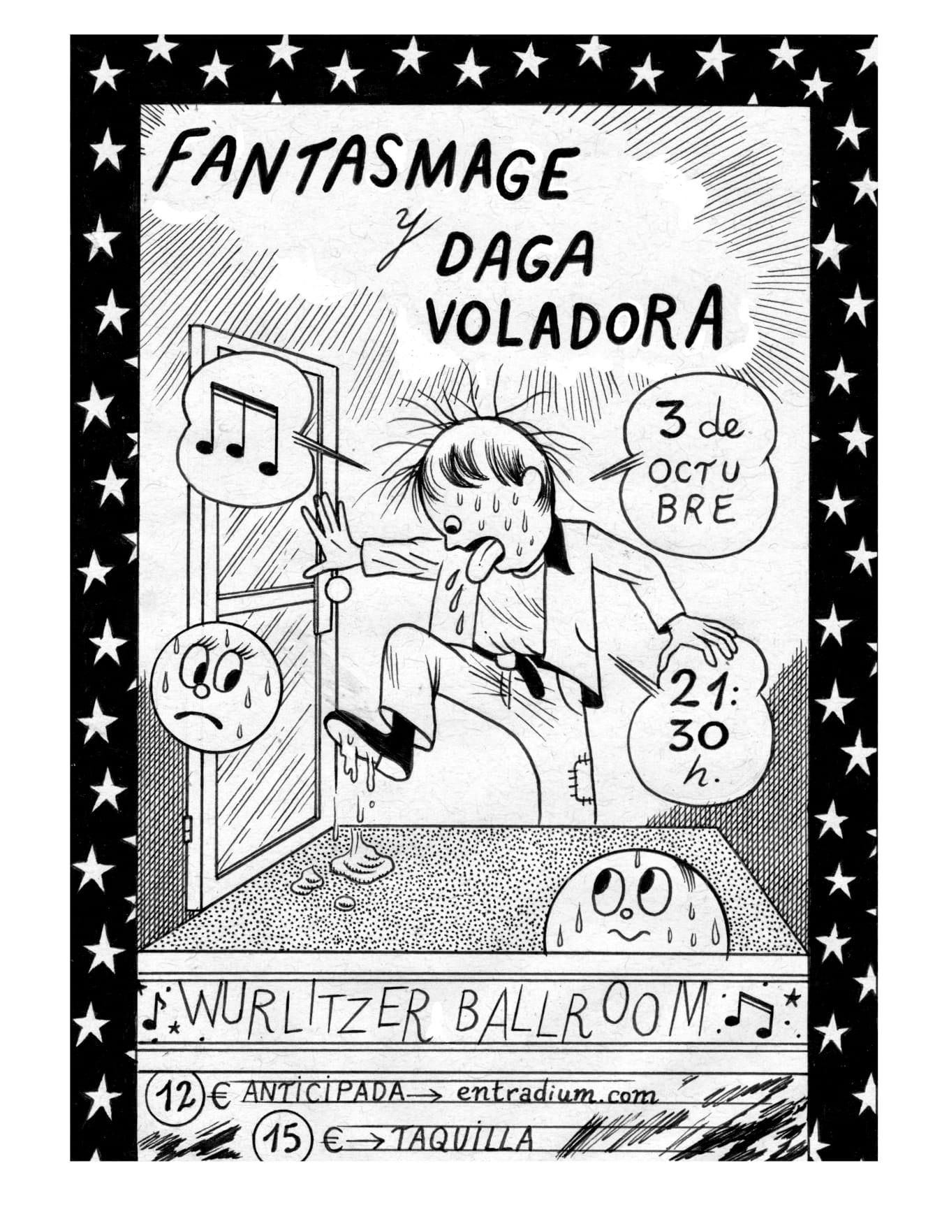 Cartel del concierto de FANTASMAGE en el Wurlitzer Ballroom de Madrid