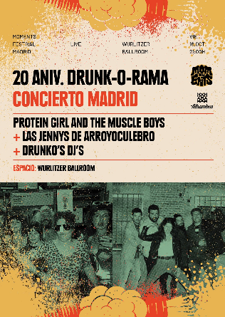 Cartel del concierto de 20º ANIV. DRUNK-o-RAMA en el Wurlitzer Ballroom de Madrid