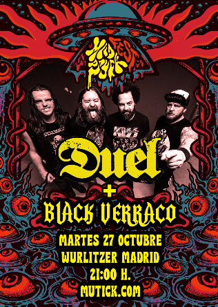 Cartel del concierto de DUEL en el Wurlitzer Ballroom