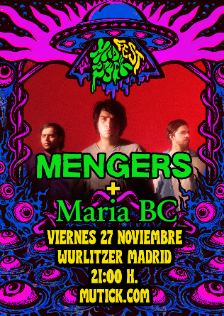 Cartel del concierto de mengers en el Wurlitzer Ballroom de Madrid