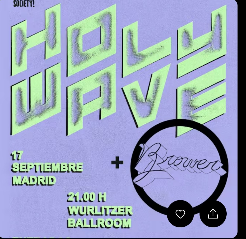 Cartel del concierto de HOLY WAVE en el Wurlitzer Ballroom
