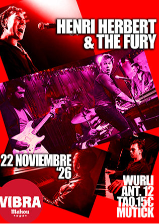 Cartel del concierto de henri herbert & the fury en el Wurlitzer Ballroom de Madrid