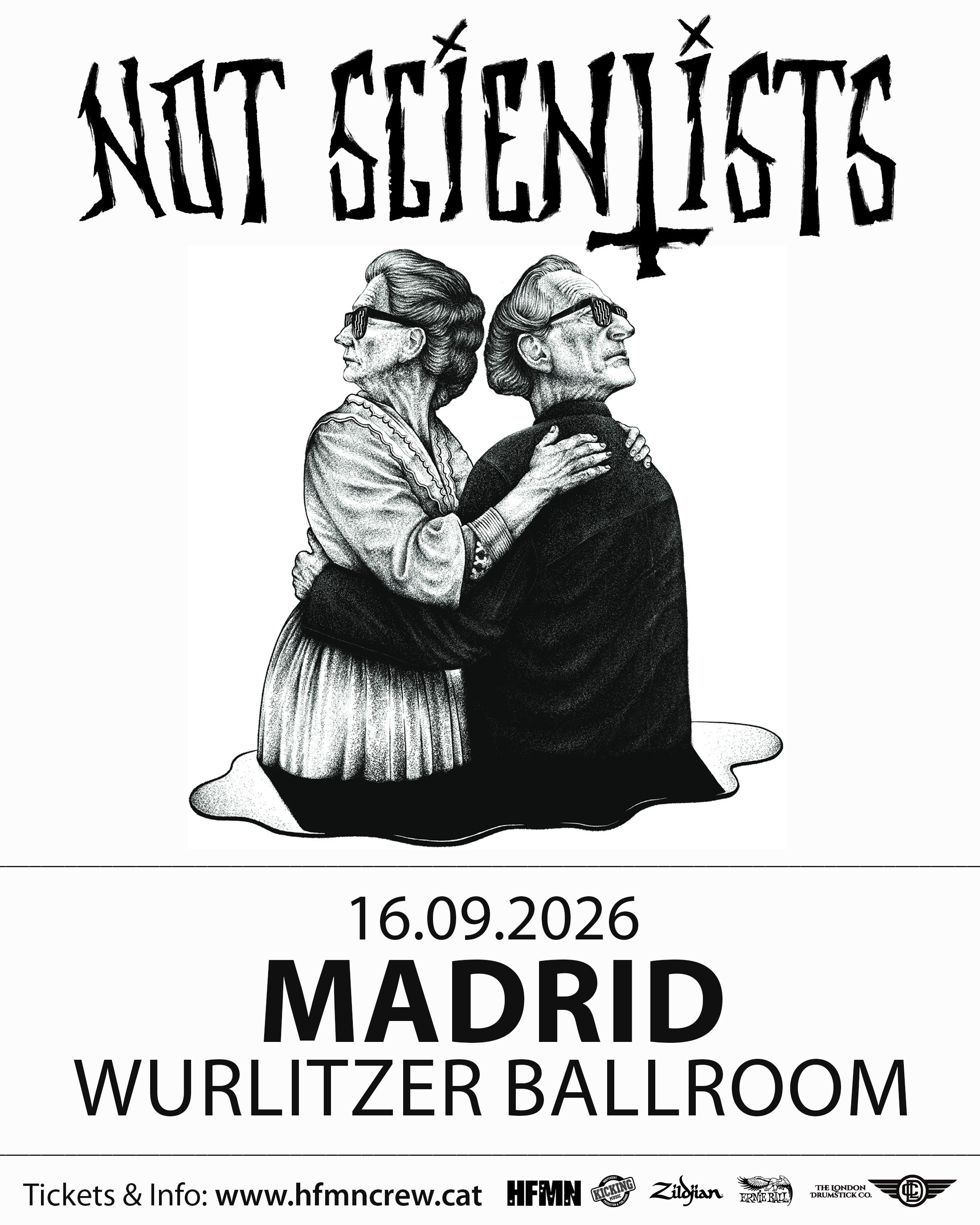 Cartel del concierto de not scientists en el Wurlitzer Ballroom