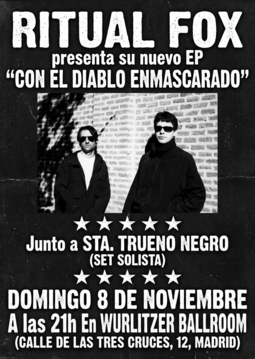 Cartel del concierto de ritual fox + srta. trueno negro en el Wurlitzer Ballroom de Madrid