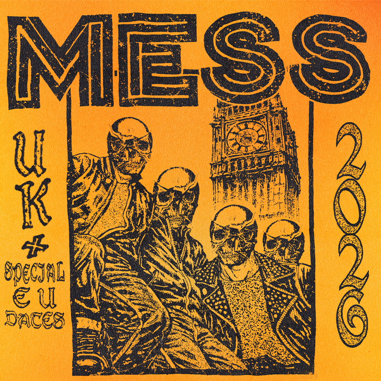 Cartel del concierto de MESS en el Wurlitzer Ballroom de Madrid