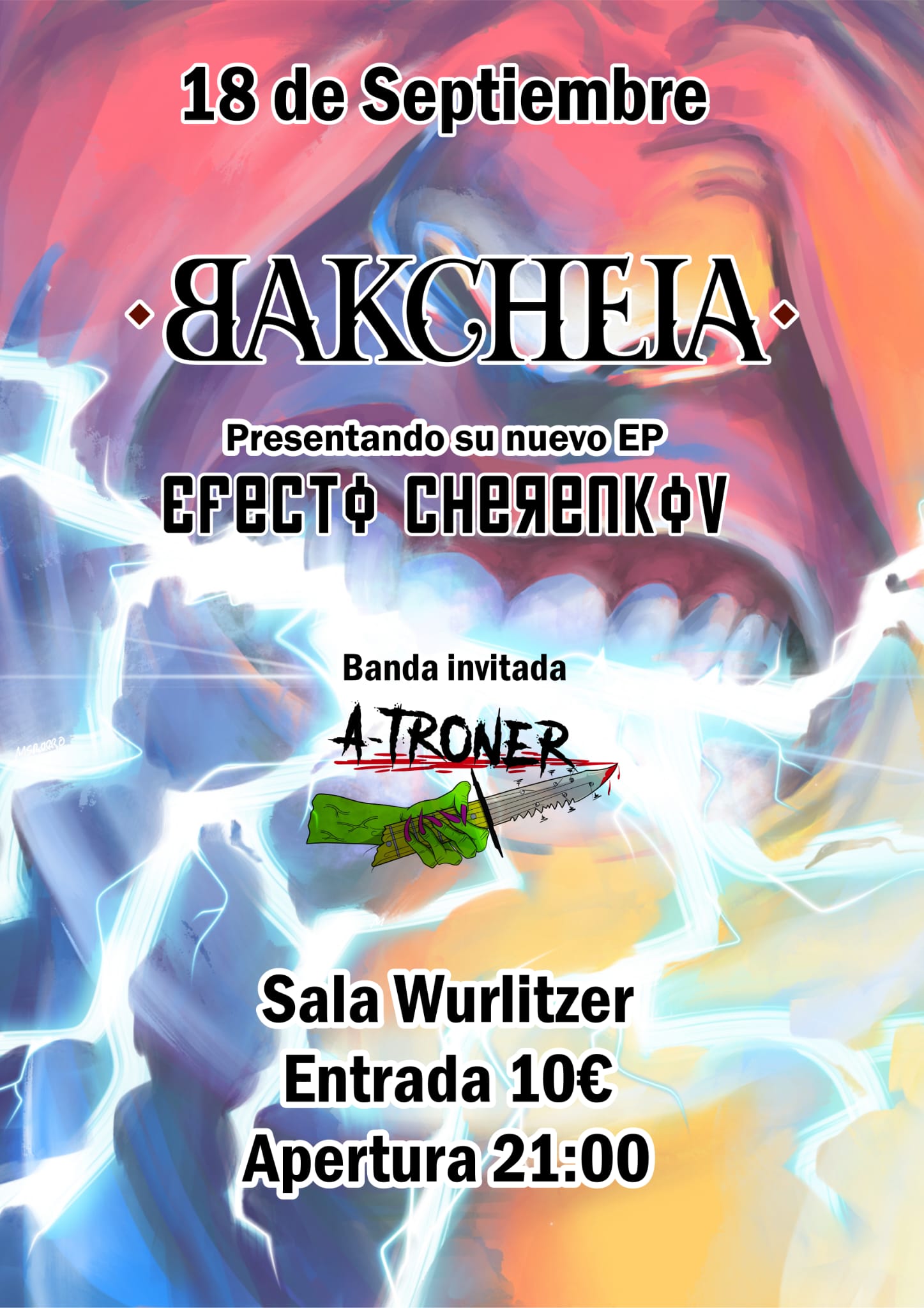 Cartel del concierto de bakcheia en el Wurlitzer Ballroom