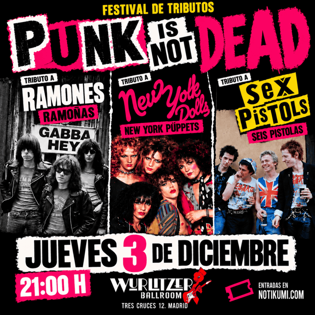 Cartel del concierto de Ramoñas + New York Puppets + Seis Pistolas en el Wurlitzer Ballroom de Madrid