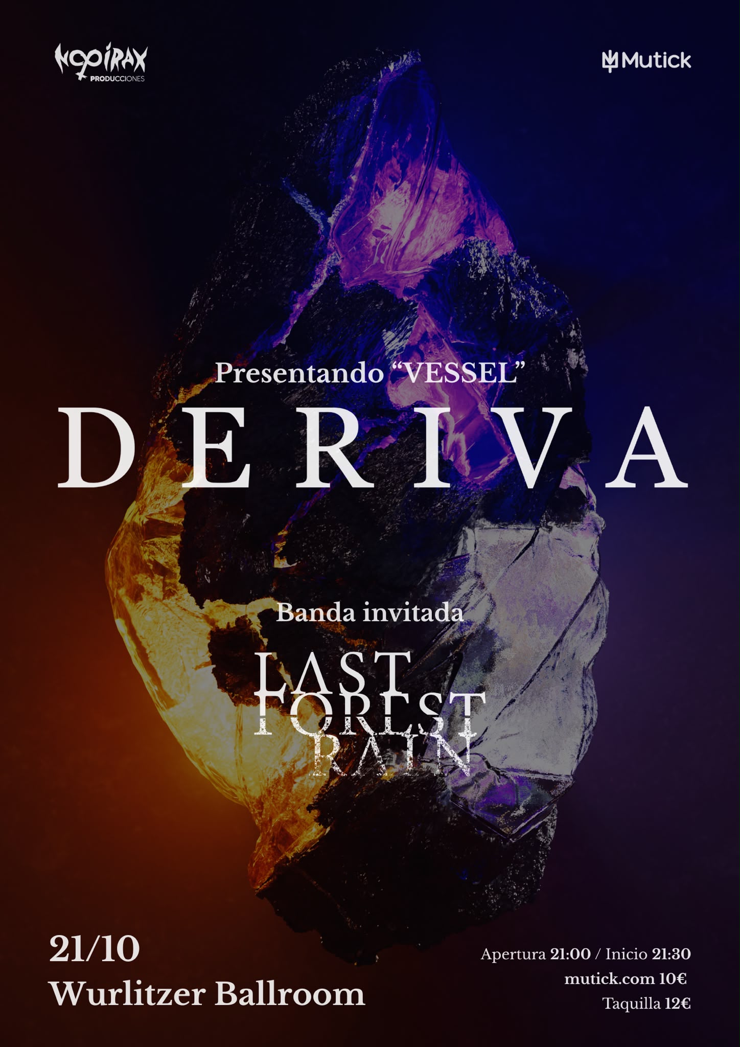 Cartel del concierto de Deriva en el Wurlitzer Ballroom de Madrid
