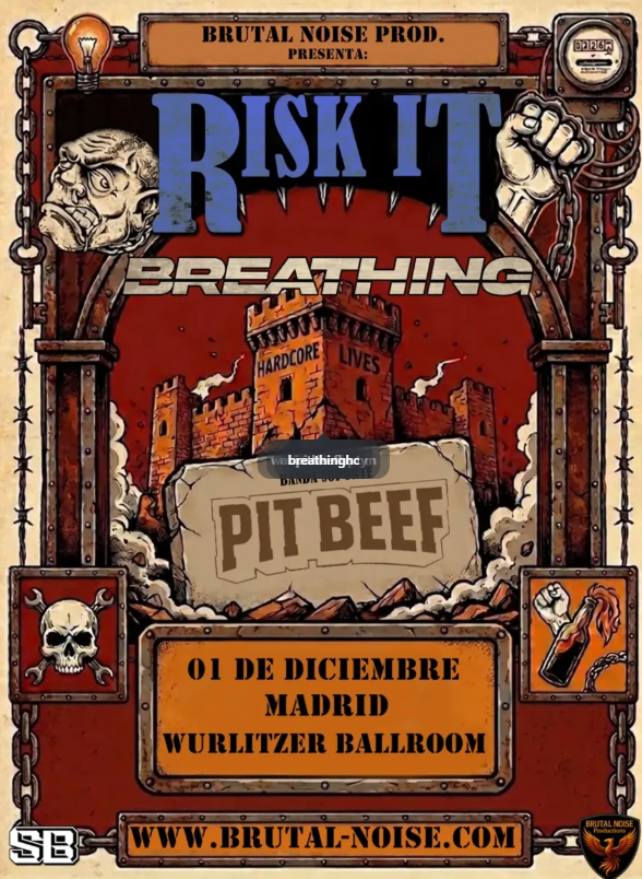 Cartel del concierto de Risk it! + Breathing en el Wurlitzer Ballroom de Madrid